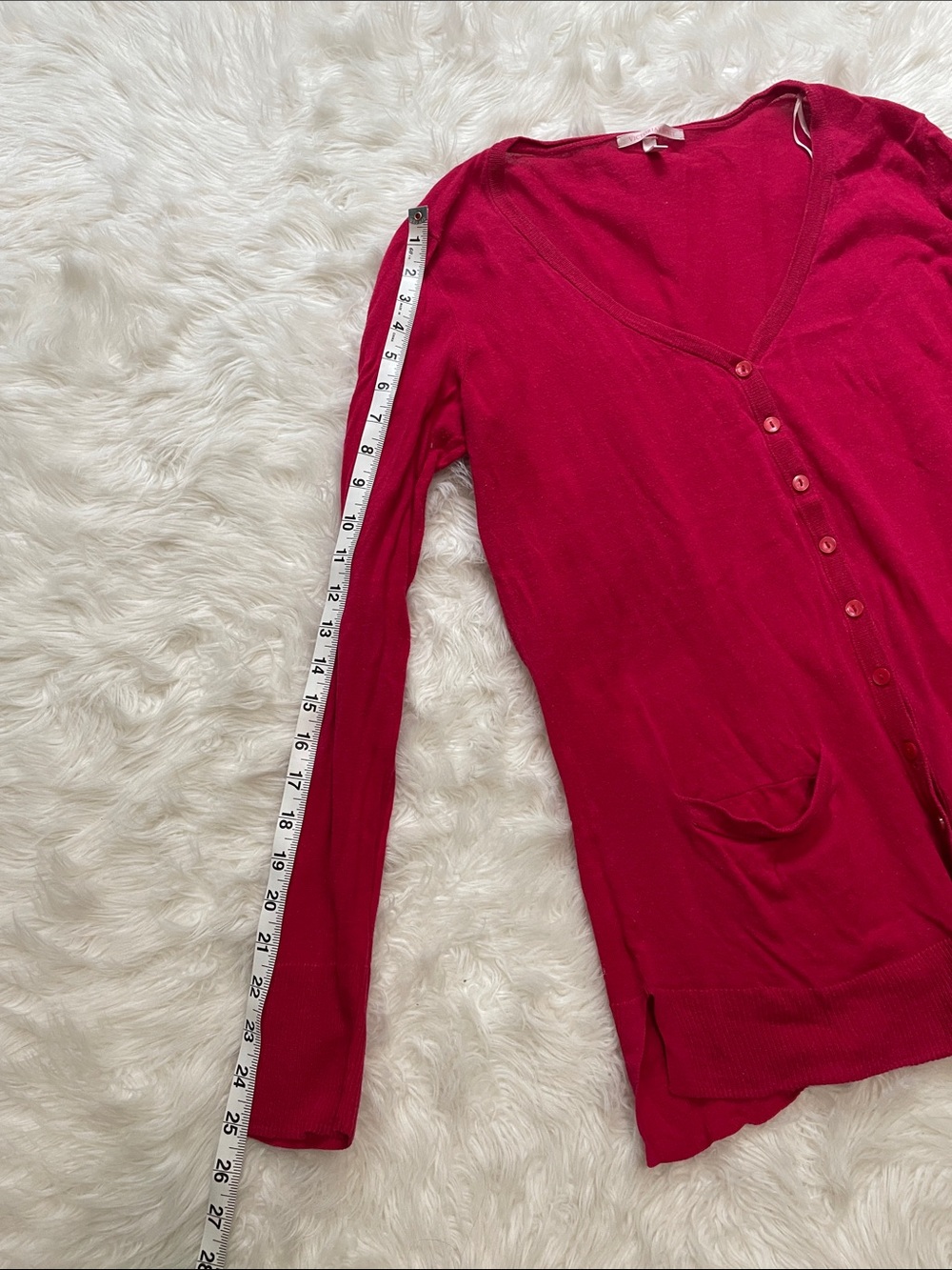 Victoria's Secret Lightweight Long & Lean Button-Front Cardigan Red Large - Picture 7 of 14